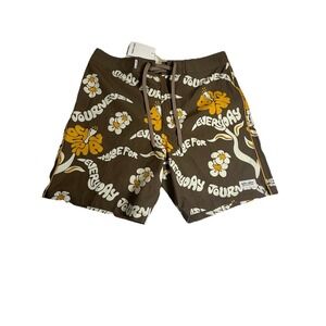 Banks Journal  7 inch board shorts Brown 70s Floral Journey pattern Men Size 30